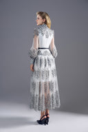 ROSEE de MATIN • Black White Embroidery Floral Midi Dress