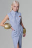 Light Blue Stripped Shirt Midi Dress for women, from Keira Tong, The Viet Concept 