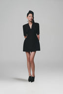 Flipped-Bust V-Neck Structured Mini Dress for women, from KEIRA TONG, The Viet Concept