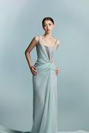 Kayla Azure Gradient Mesh Draped Dress for women, from BYDI, The Viet Concept 