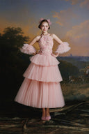 MADDY HATES ROSE • Seraphine Blush Sequin Tulle Tiered Gown