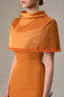 Orange Silk Taffeta Cape Gown With Crystal Hem for women, from IHF ATELIER, The Viet Concept