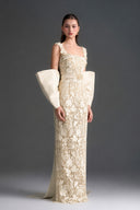 IHF STUDIO • Floral Garden Lace Column Dress with Statement Back Bow