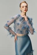 Margée Atelier • Dream Blue Couture Lace & Taffeta Two-Piece Evening Set