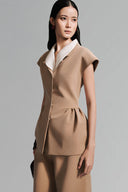 Mocha Mousse Peplum Top for women, from Lecia, The Viet Concept 