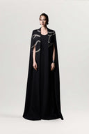GVLUX • Aurelia Wave Embellished Velvet Satin Cape