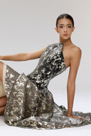 Morii Gold & Black Halter Neck Mullet Dress for women, from SORAMAME, The Viet Concept