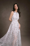 KEIRA TONG • Floral Lace 3D Embroidered Cotton Lace Sleeveless Dress
