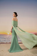 Vana Off-Shoulder Crepe & Chiffon Couture Evening Gown for women, from 21SIX, The Viet Concept