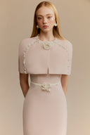 WHITE PLAN • Mara Pink Carolan Draped Midi Dress