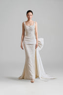 Ivory Étoile Bow Column Bridal Gown for women, from LINH DOAN, The Viet Concept