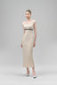 Ismera Sheath Off-Shoulder Crepe Calf Length Dress for women, from Maison Des Copains, The Viet Concept 