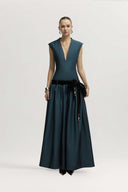 Cricklade Dress Silk Denim Statement Silhouette for women, from JENNY K TRAN, The Viet Concept 