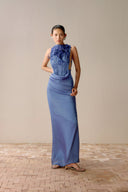 LECIA • Vienna Copper Liquid Pleated Silk Evening Gown