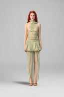 Linos Avocado Sheer Crepe Sculpted Couture Dress for women, from LA VIERGE, The Viet Concept 