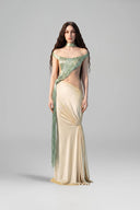 Daphne Fern Velvet Fringe Sculpted Couture Dress for women, from LA VIERGE, The Viet Concept 