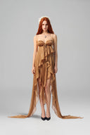 Rhea Cinnamon Blanca Crinkle Satin Goddess Couture Dress for women, from LA VIERGE, The Viet Concept 