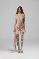 Flora Pink Lace Embroidered Couture Bodysuit for women, from LA VIERGE, The Viet Concept 