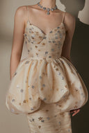 ARTI APPAREL • Lorevia Embroidered Tulle & Taffeta Floor-Length Gown