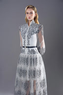 ROSEE de MATIN • Black White Embroidery Floral Midi Dress