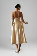 Cream Lucielle Fitted Strapless Midi Dress for women, from HUONG, The Viet Concept 