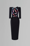 Blossom Present - Asymmetrical Black Pegged Dress for women, from Tiny Ink, The Viet Concept 