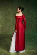 Nghien Hy Off-Shoulder Bamboo Taffeta Ao Dai for women, from EIRA TONG, The Viet Concept