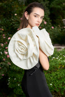  Black & White Mermaid Evening Gown With Draped Rose Shoulders for women, from IIHF ATELIER, The Viet Concept