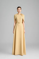 Jasmine A-line Cape Sleeved Polyester Floor Length Dress for women, from Maison Des Copains, The Viet Concept 
