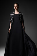 GVLUX • Aurelia Wave Embellished Velvet Satin Cape
