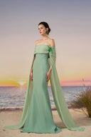 Vana Off-Shoulder Crepe & Chiffon Couture Evening Gown for women, from 21SIX, The Viet Concept