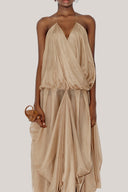 Ocean Blouson Draped Chiffon Maxi Dress for women, from DAS LA VIE, The Viet Concept 