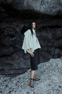 Noir Polka Linen Cropped Trousers for women, from CAOSTU, The Viet Concept