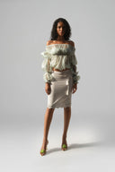 Wiggle Sheer Puff-Sleeve Open-Back Top for women, from HUELLEY HUELLEY, The Viet Concept