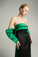 Emerald Green Silk Taffeta Bow-Back Midi Evening Gown for women, from IHF STUDIO, The Viet Concept 