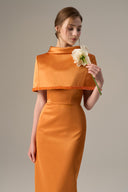 Orange Silk Taffeta Cape Gown With Crystal Hem for women, from IHF ATELIER, The Viet Concept