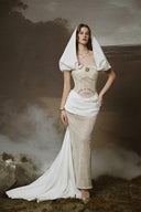 LINH PHUNG • Farah Convertible Sequin Satin Hooded Maxi Gown