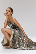 Morii Gold & Black Halter Neck Mullet Dress for women, from SORAMAME, The Viet Concept