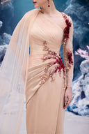 Iridescent Coral Crystal Taffeta Gown for women, from 21SIX, The Viet Concept