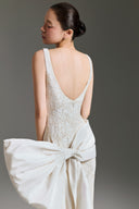 Ivory Étoile Bow Column Bridal Gown for women, from LINH DOAN, The Viet Concept