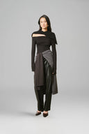 Black Double Jersey Cut-Out Cowl-Neck Top for women, from LECIA, The Viet Concept 