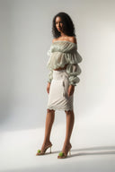 Wiggle Sheer Puff-Sleeve Open-Back Top for women, from HUELLEY HUELLEY, The Viet Concept