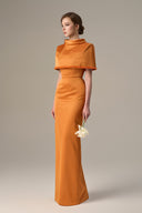 Orange Silk Taffeta Cape Gown With Crystal Hem for women, from IHF ATELIER, The Viet Concept