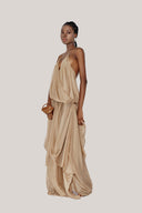 Ocean Blouson Draped Chiffon Maxi Dress for women, from DAS LA VIE, The Viet Concept 