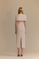 WHITE PLAN • Mara Pink Carolan Draped Midi Dress