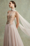 Sarelda Alyssum Embellished Chiffon Cape Gown for women, from DUONG ATELIER, The Viet Concept