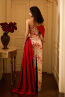 Aurélia Metallic Jacquard Asymmetric Bustier Column Gown for women, from IHF ATELIER, The Viet Concept 