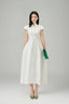 Zoey A-line Mandarin Neck Taffeta Silk Midi Dress for women, from Lam Khue, The Viet Concept 