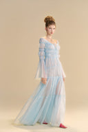 LINH PHUNG • Aquarelle Off-Shoulder Ruched Organza Maxi Dress