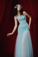 Ayla Crystal Draped Off-Shoulder Tulle Evening Gown for women, from JOSEJOSEPHINE, The Viet Concept